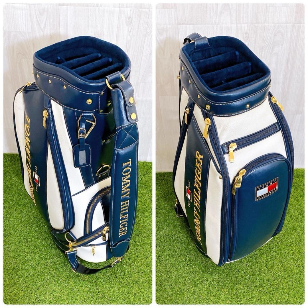 希少 トミーフィルフィガー 高級 キャディバッグ ゴルフバッグ 3点式 レザー