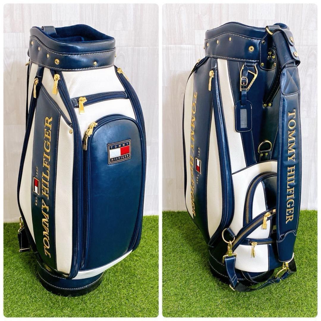 希少 トミーフィルフィガー 高級 キャディバッグ ゴルフバッグ 3点式 レザー