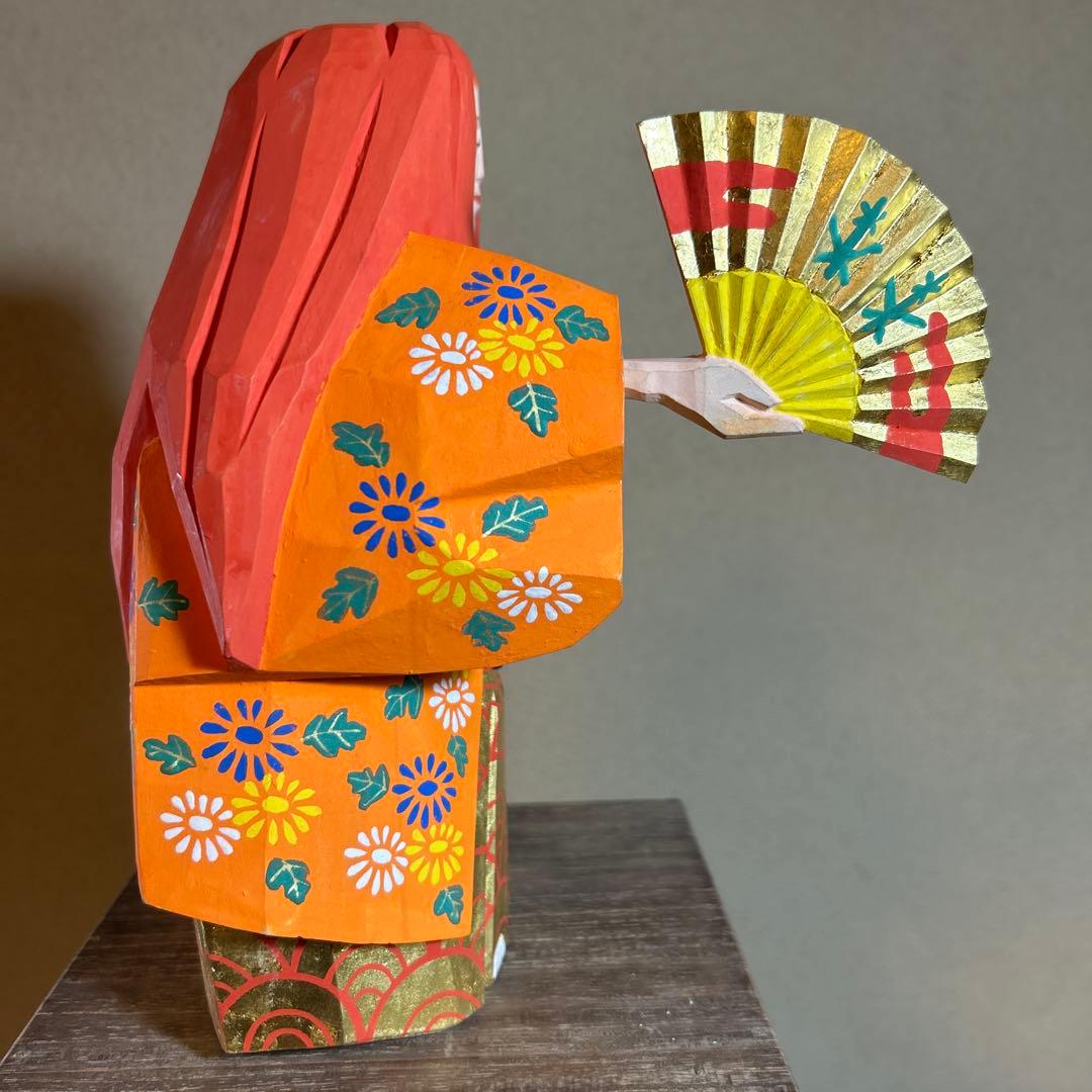 白鹿園 奈良人形一刀彫 染川宗進作 猩々 共箱付き