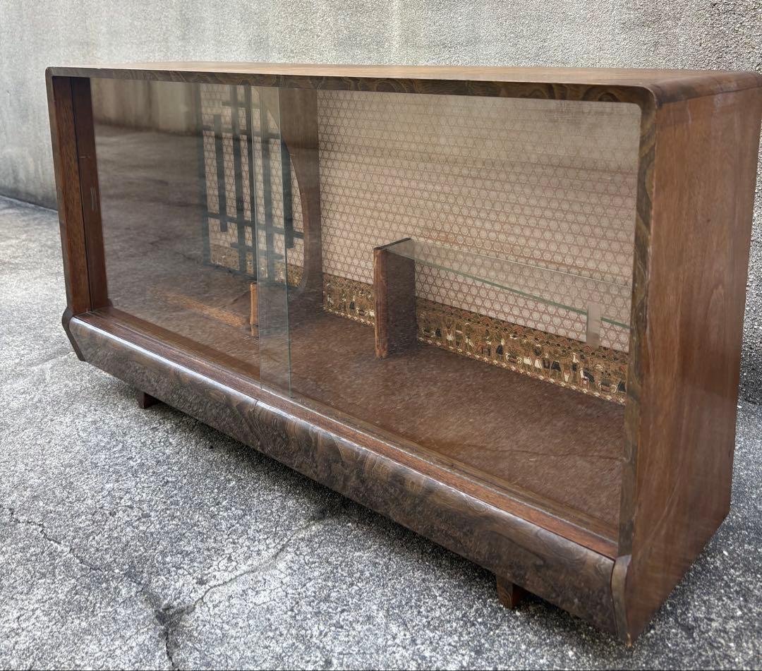 昭和レトロ　飾り棚　ガラス扉 茶棚　茶箪笥　古民家 家具　和風 引き出しあり