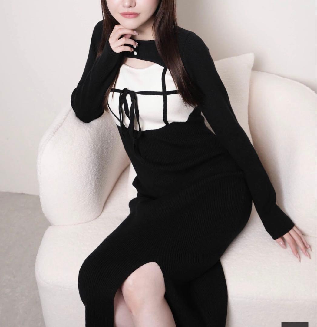 15リップサービス定価12650円デコルテオープンリボンニットワンピース