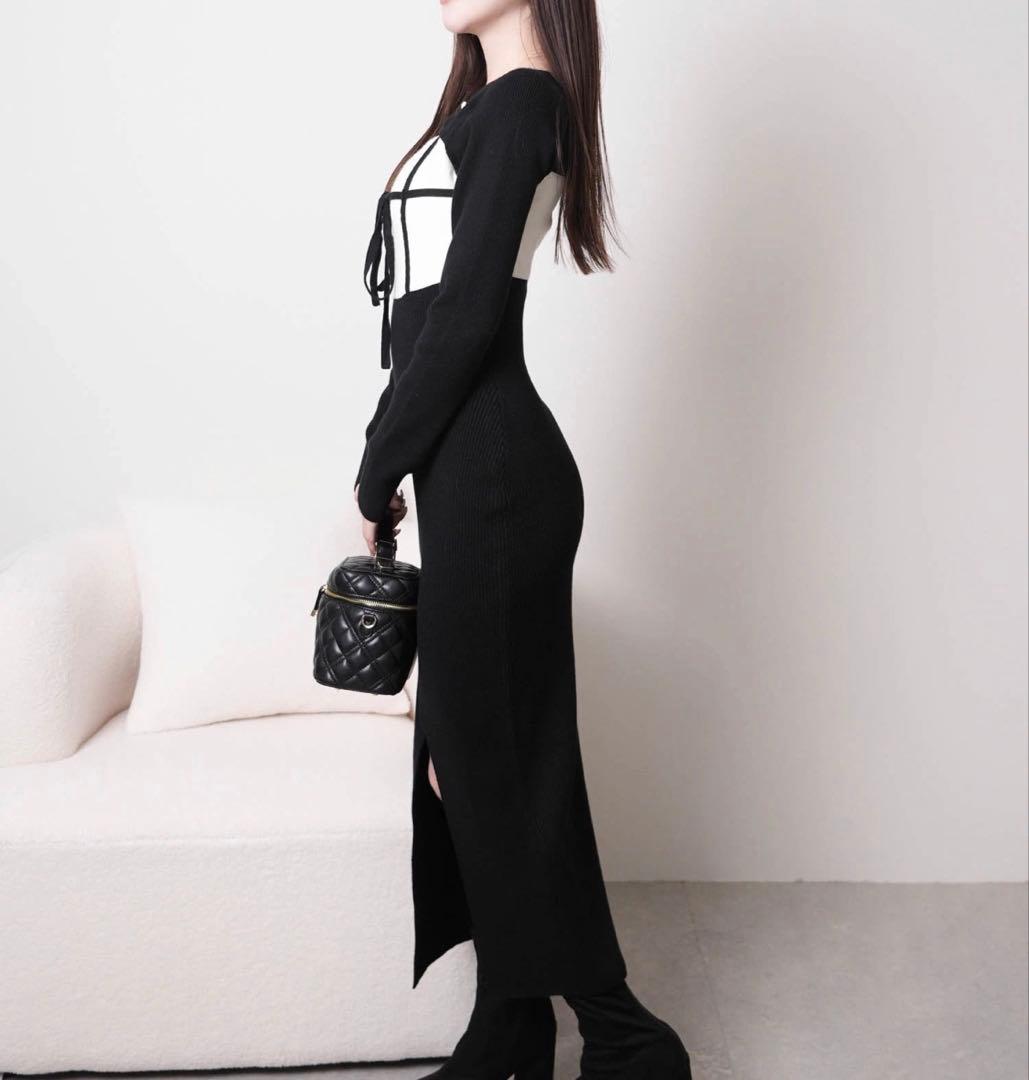 15リップサービス定価12650円デコルテオープンリボンニットワンピース