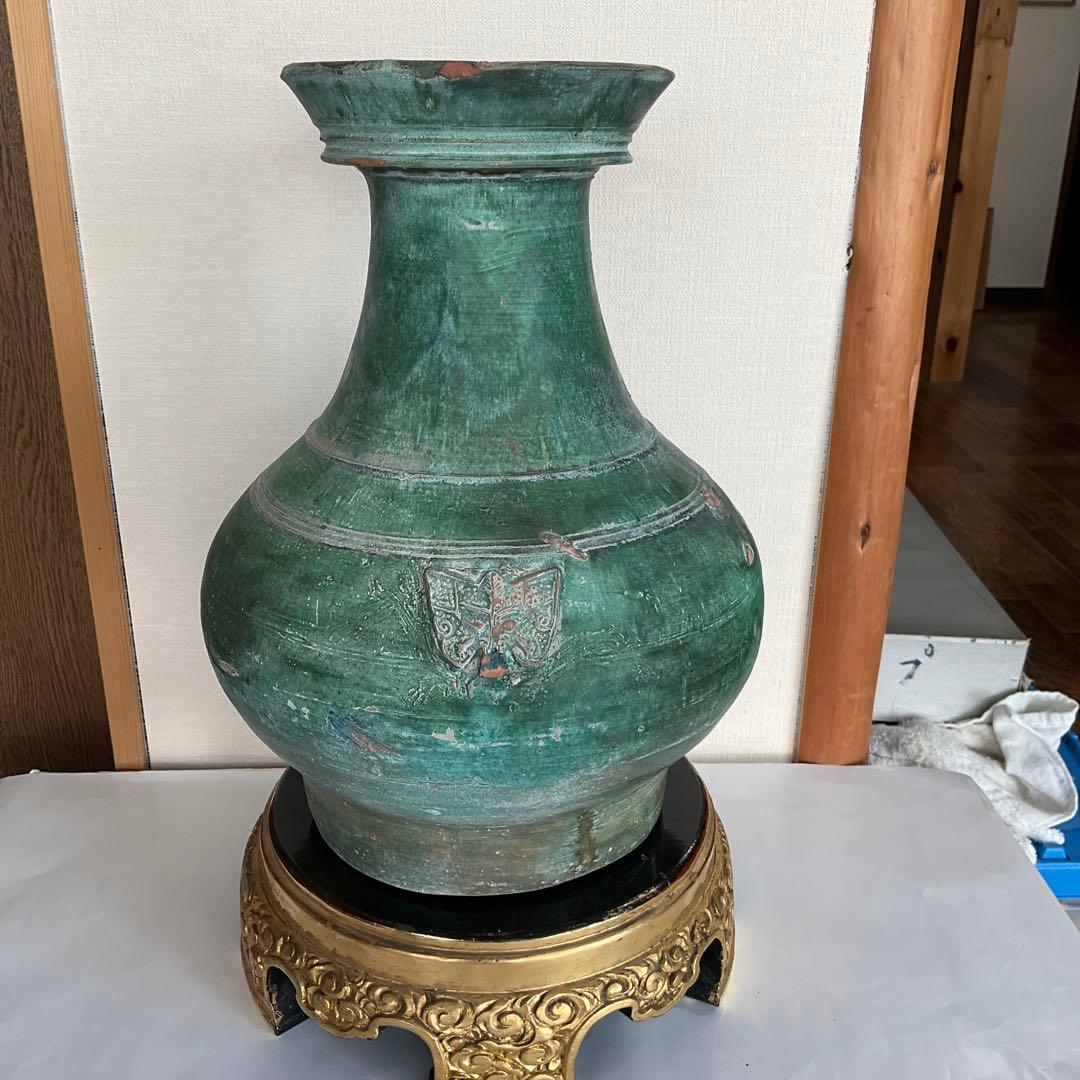 中国　漢緑釉獸面壺　後漢時代(2世紀頃)