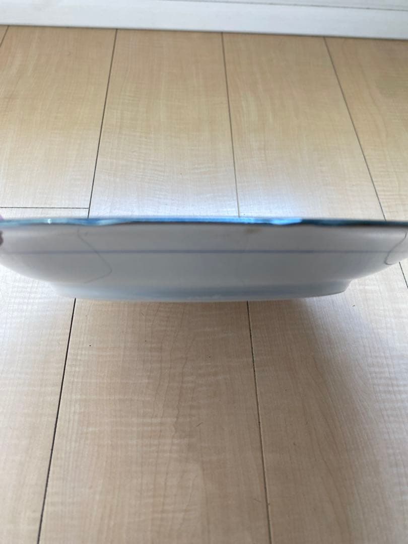 美品 有田焼 瑞鼎堂製 染付 大皿 飾り皿瑠璃釉 花瓶花文 六角開窓 古伊万里