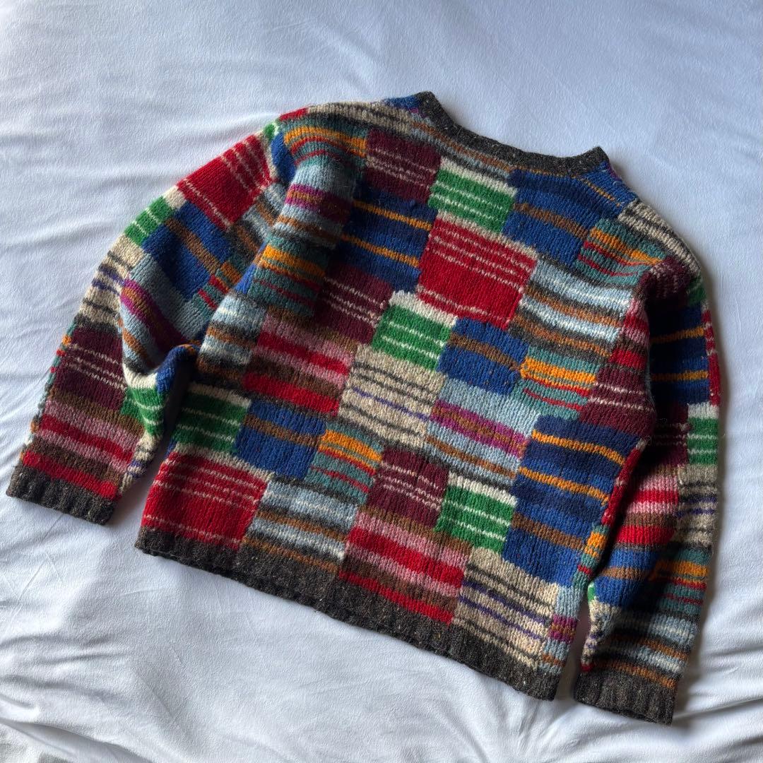 トップス 90s J.CREW patchwork hand knit