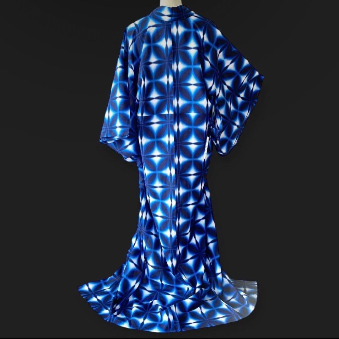 新品浴衣 新吸汗速乾繊維【雪花絞り風】伝統的な飽きのこない定番柄★お単衣にも♪