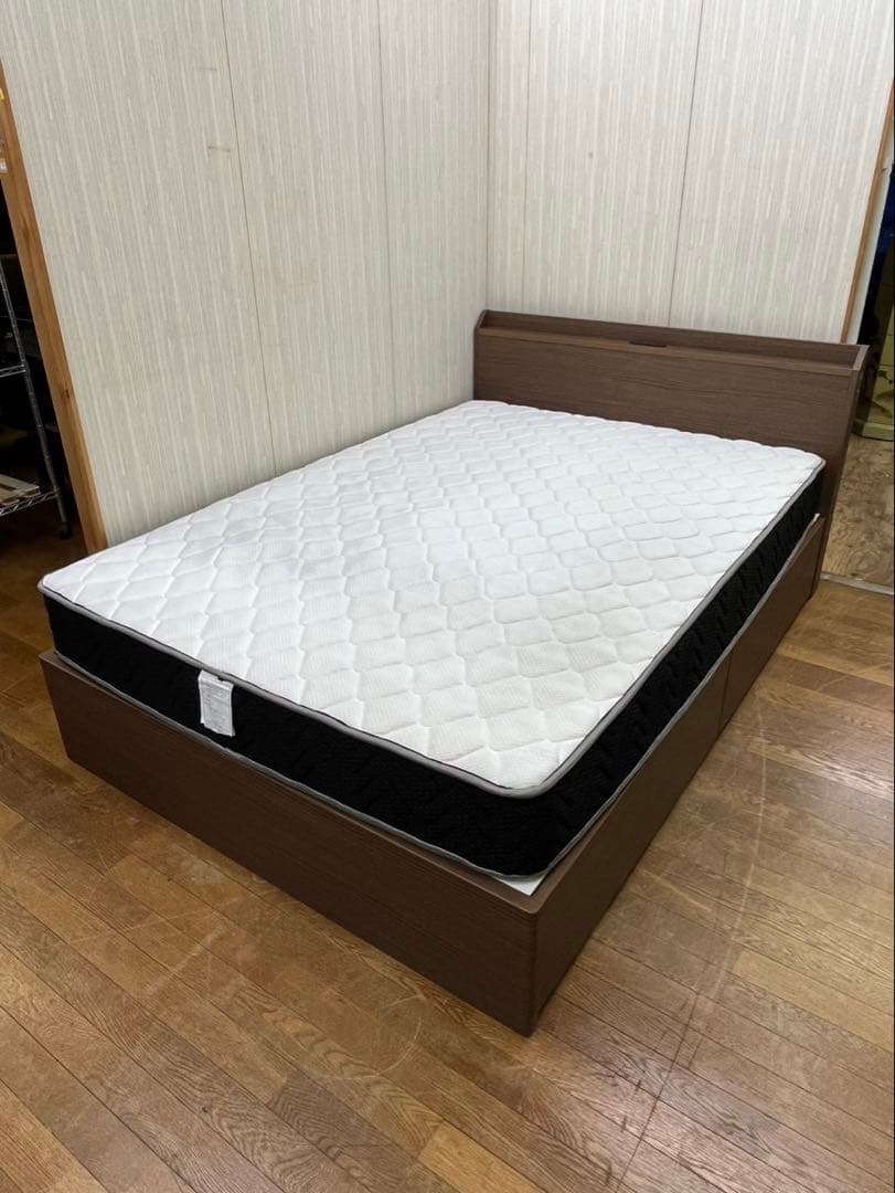 ニトリ ベッドフレーム＆マットレス ダブルベッド 収納付き木製フレーム