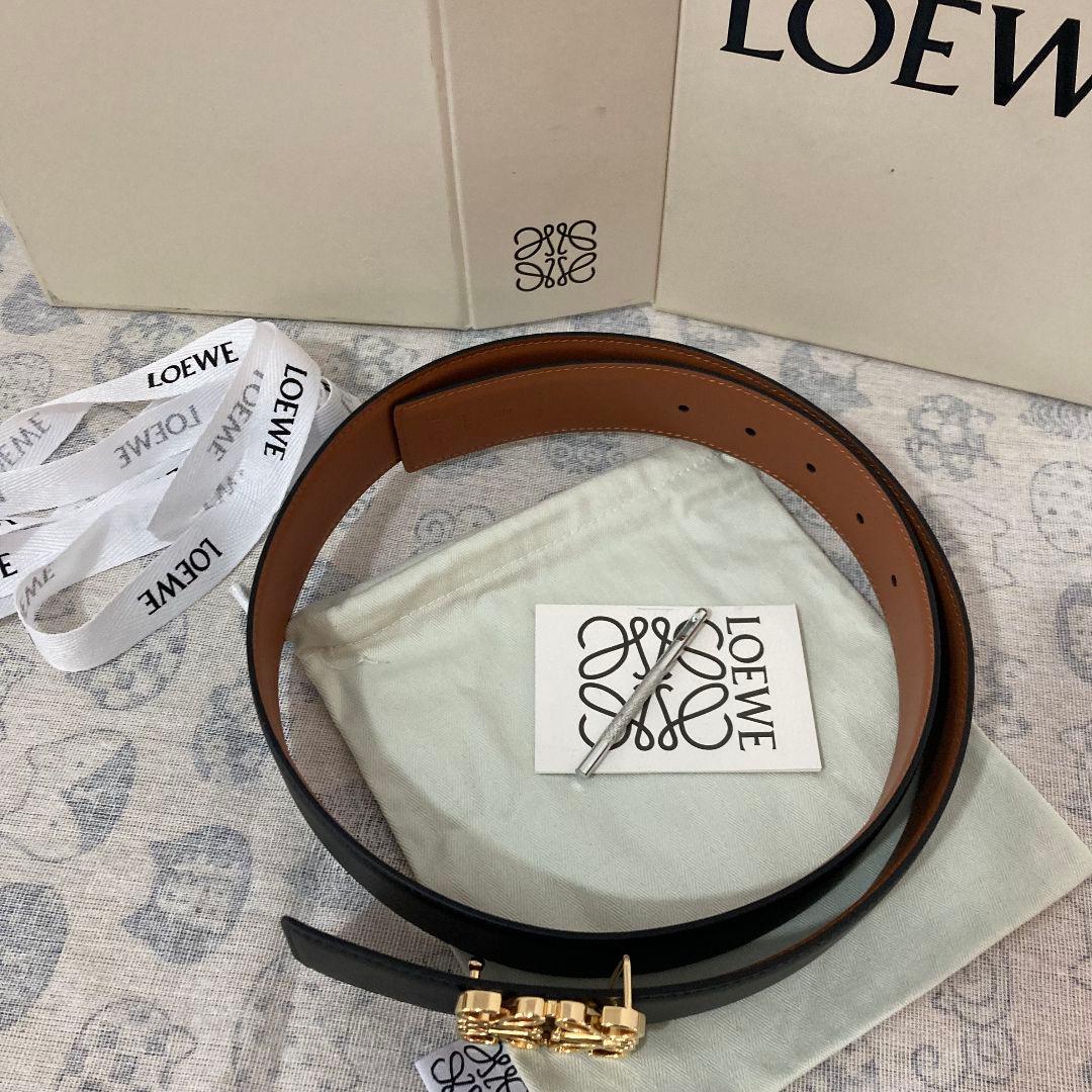 LOEWE アナグラム ベルト 90 ブラック×ブラウン
