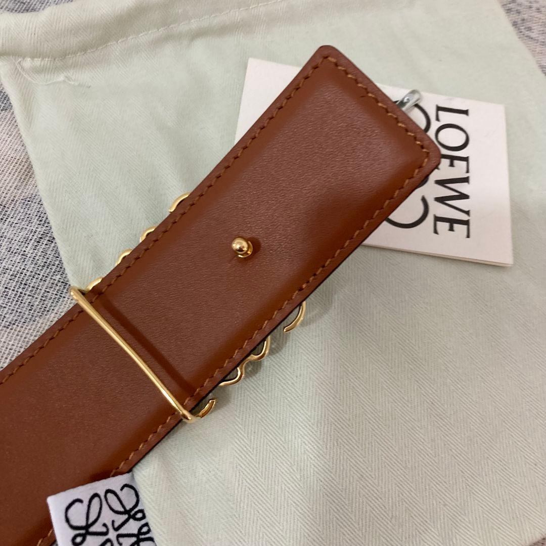 LOEWE アナグラム ベルト 90 ブラック×ブラウン