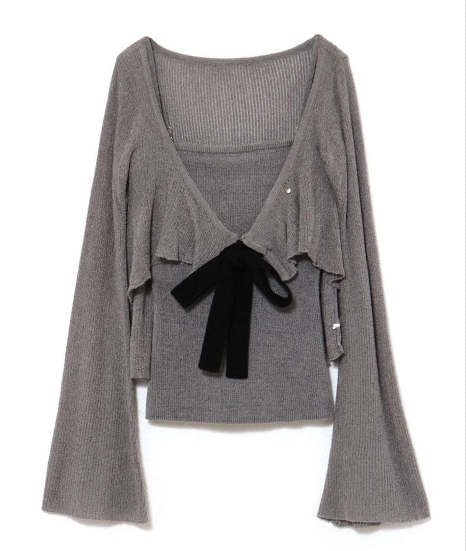 トップス andmary emma knit flare cardigan set