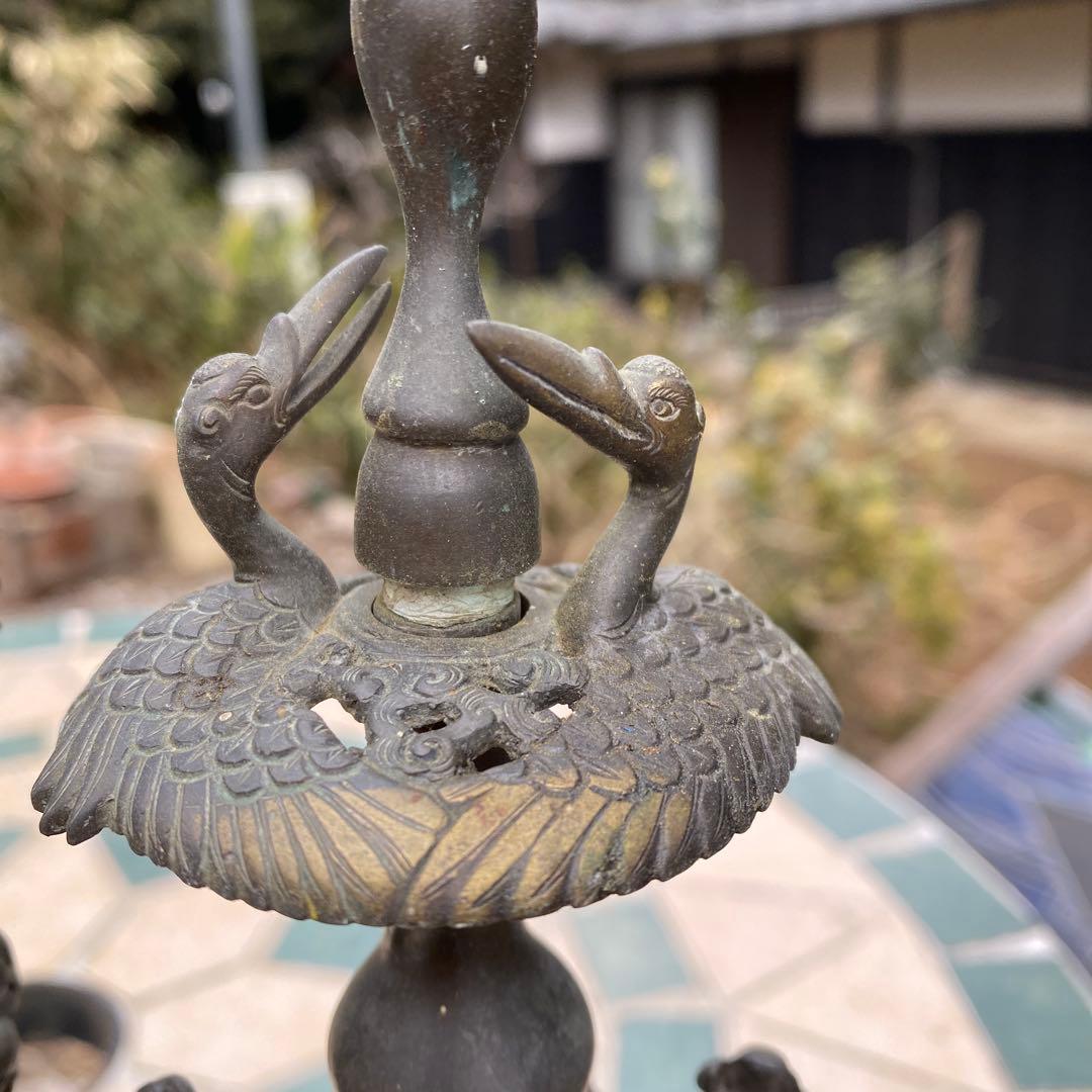 真鍮 蝋燭立て 燭台 ビンテージ 仏具 古道具 高さ31cm