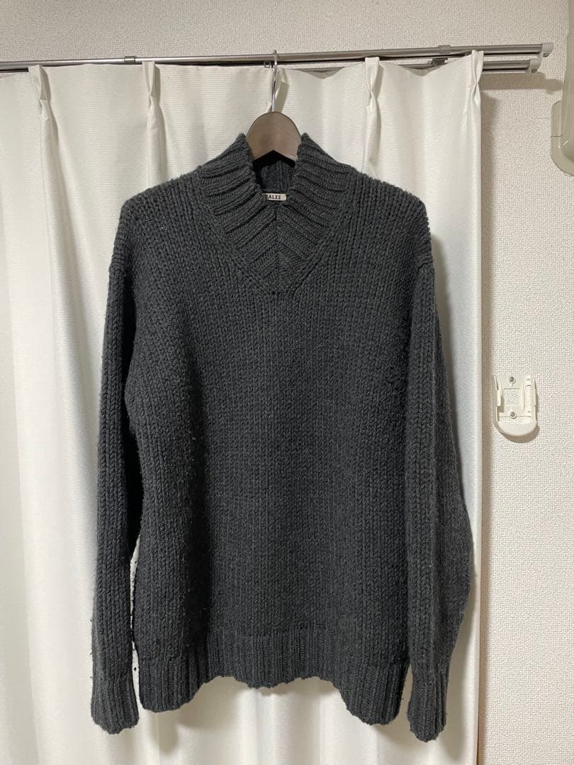 トップス Auralee super fine wool airy knit v neck