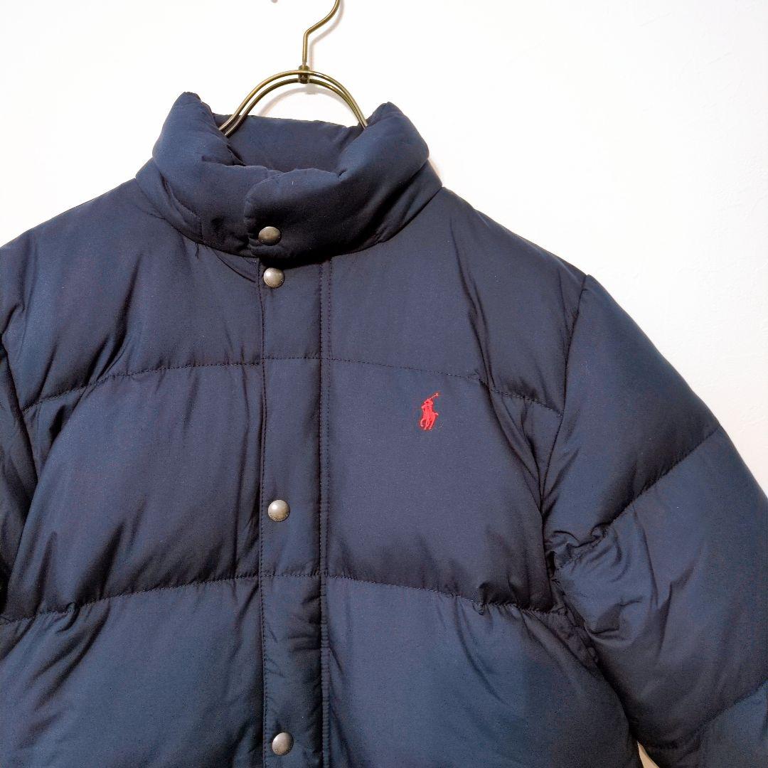 ポロバイラルフローレン ダウンジャケット 紺 刺繍ロゴ メンズＭ相当