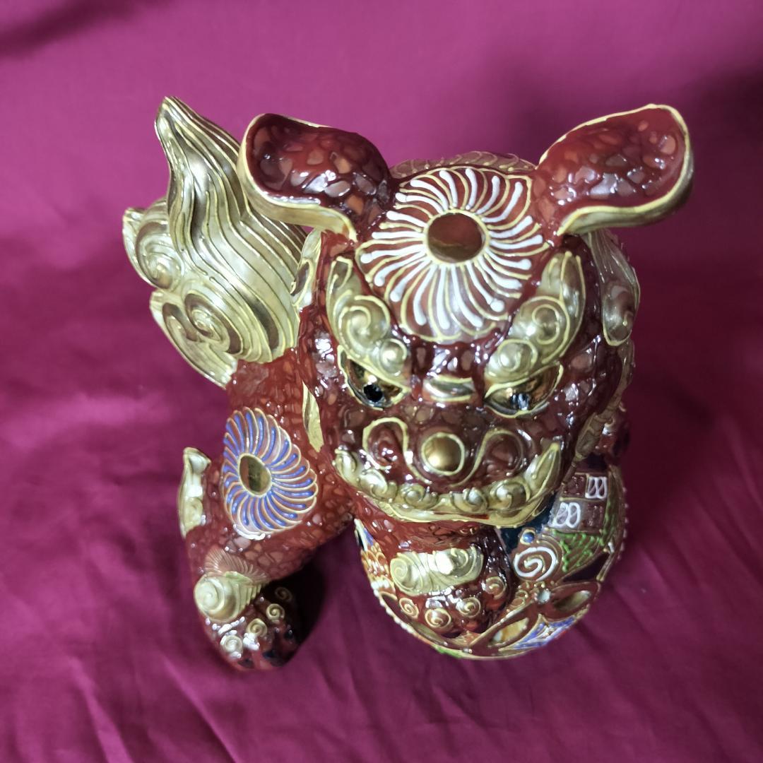 九谷焼　夫婦獅子 対獅子