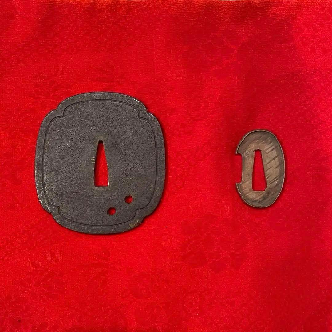 刀　鍔　切羽　2点　勝虫図　② 骨董　古美術