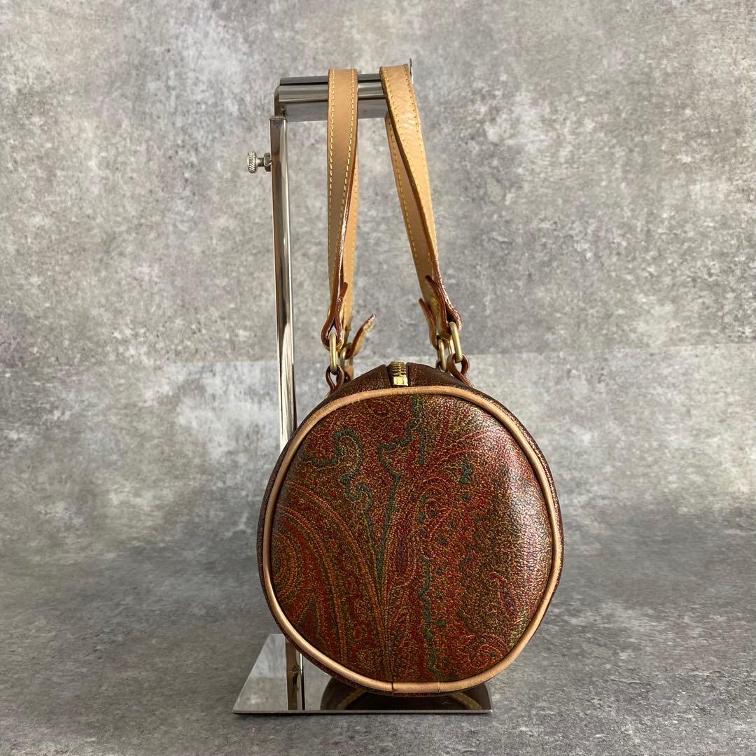 良品 ETRO エトロ ドラム型 ミニ ボストンバッグ ハンドバッグ ペイズリー