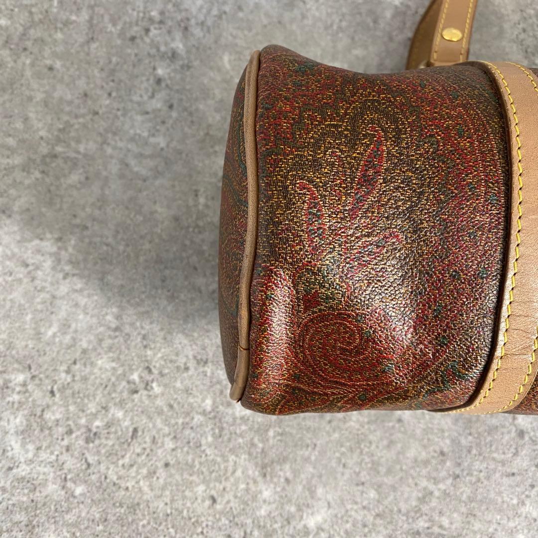 良品 ETRO エトロ ドラム型 ミニ ボストンバッグ ハンドバッグ ペイズリー