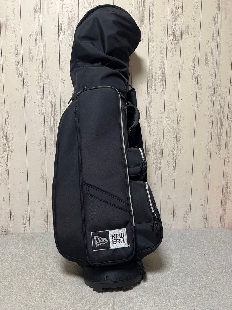 【美品】NEW ERA ニューエラキャディバッグ ブラックxシルバー ポーチ付き