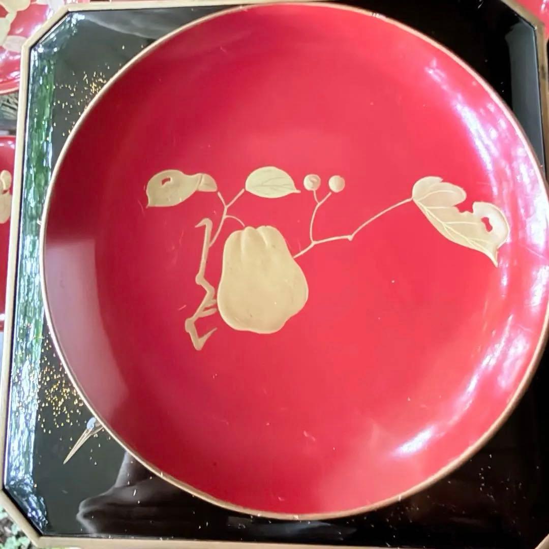 J様へ感謝お嫁入 ‼️高蒔絵『木の実』絵がわり引盃18客➕1プレゼント桐箱入茶道具