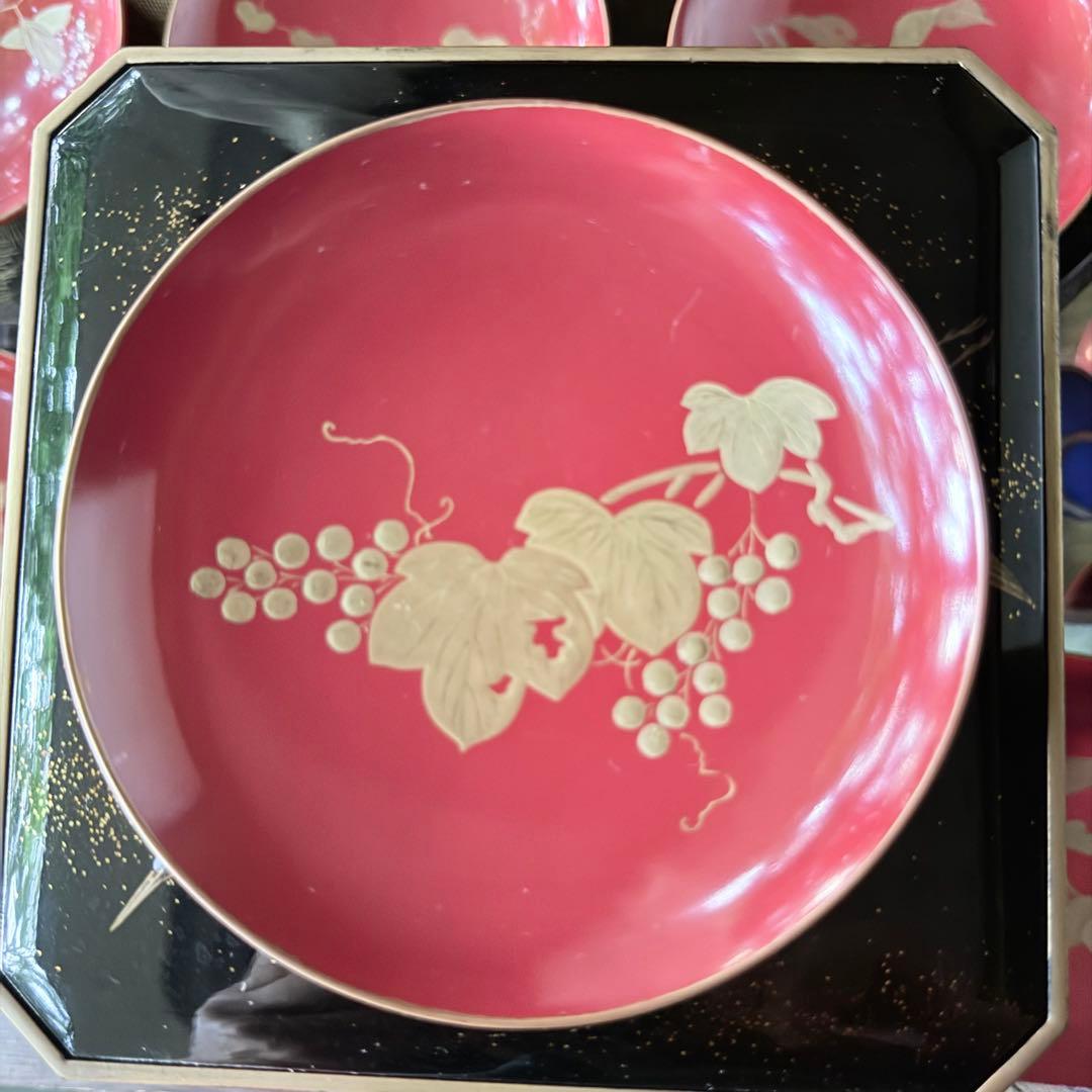 J様へ感謝お嫁入 ‼️高蒔絵『木の実』絵がわり引盃18客➕1プレゼント桐箱入茶道具