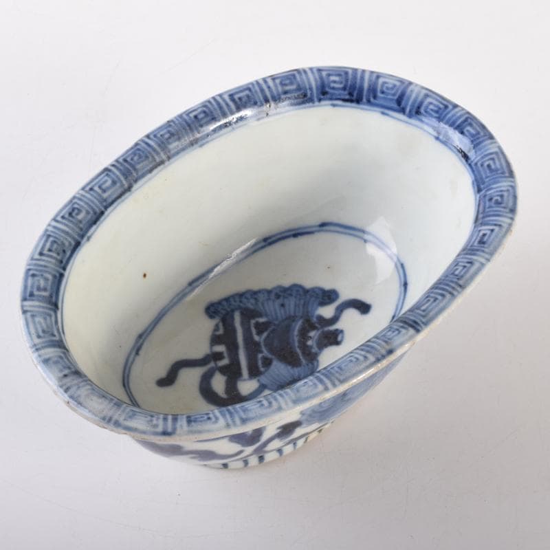 中国　青花　花文鉢　水孟　建水　C　7069