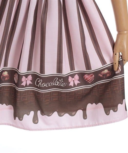 Chalmiere シャルミエール ボンボンショコラ柄ジャンパースカート ピンク