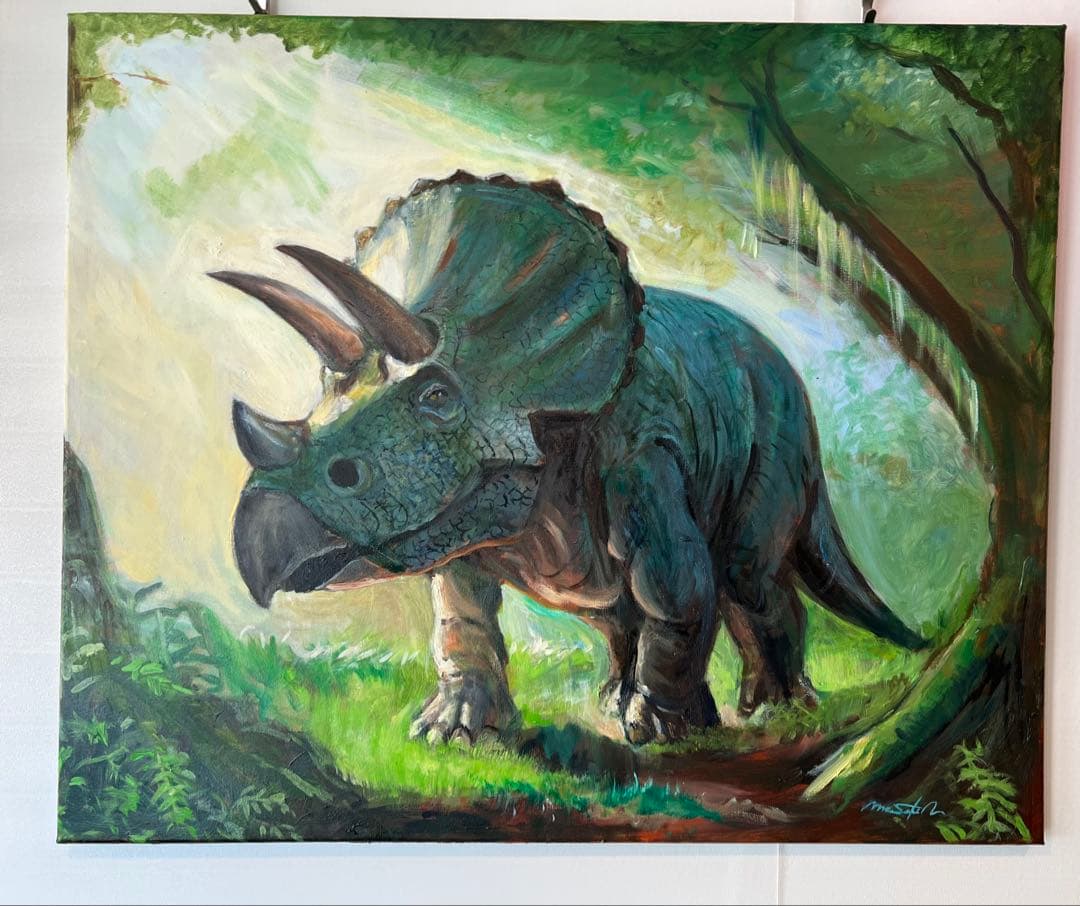 迫力！F 20号トリケラトプス油彩画