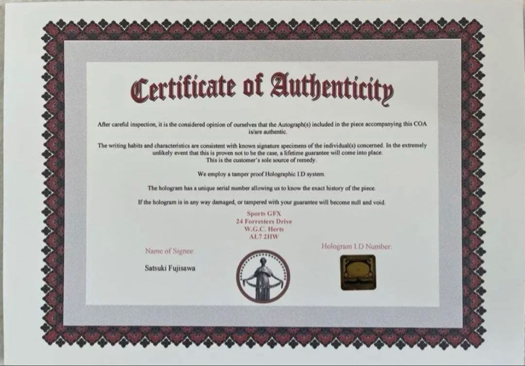 藤澤五月さん 直筆サイン付き写真 ロコ•ソラーレ 証明書付き 1枚　①