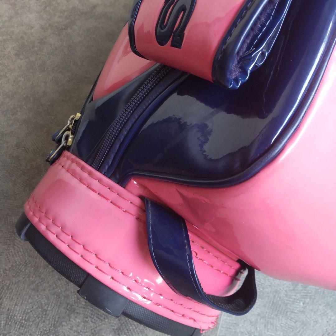 パーリーゲイツ　エナメル キャディーバック　ピンク/ネイビー 9.5型