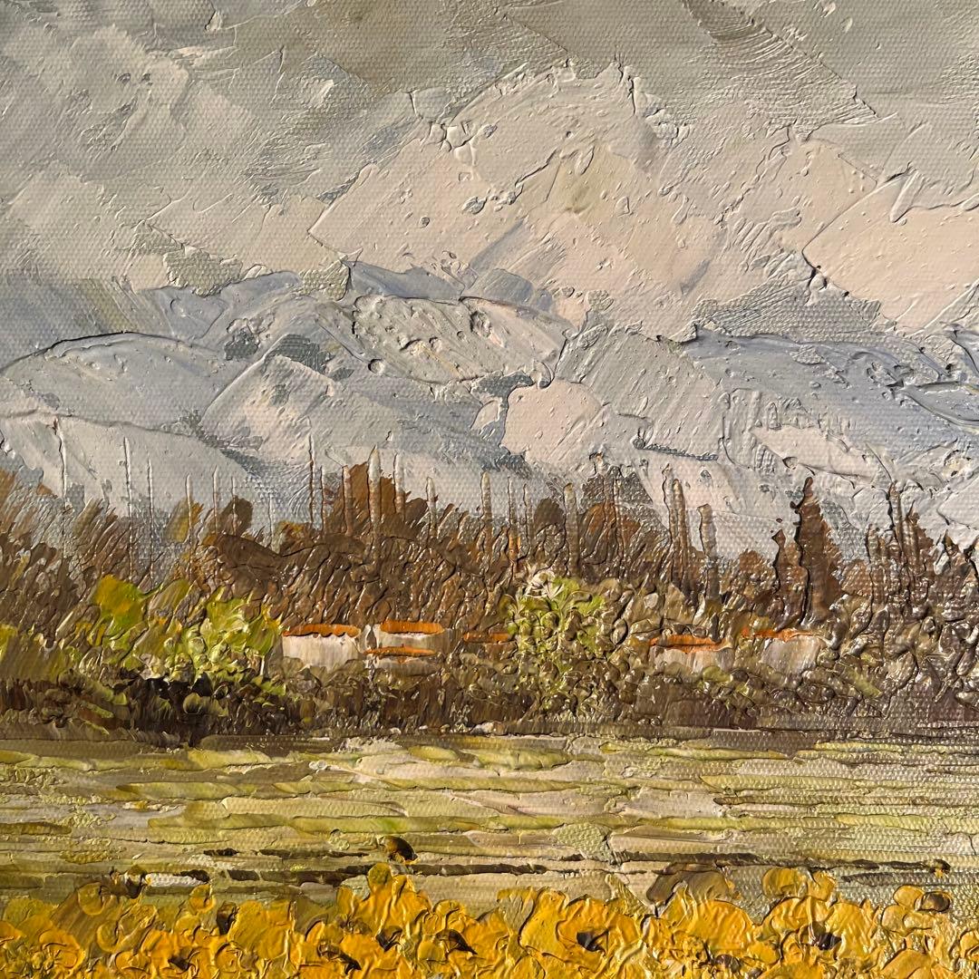 手描き油絵 菜の花畑 絵画 インテリア 油彩画