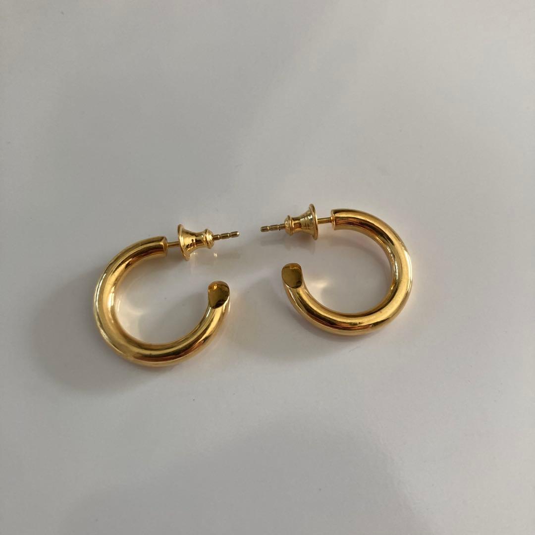 両耳ゴールド　2.5×18mm フープピアス　シルバー925