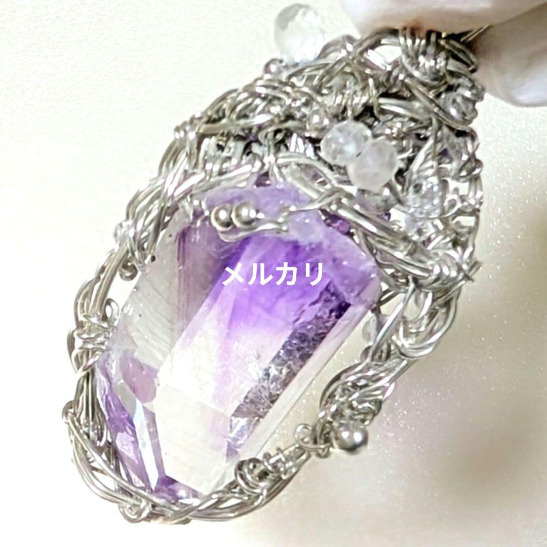 希少ファントムアメジスト アルゲンティウムシルバー ワイヤーアート ペンダント