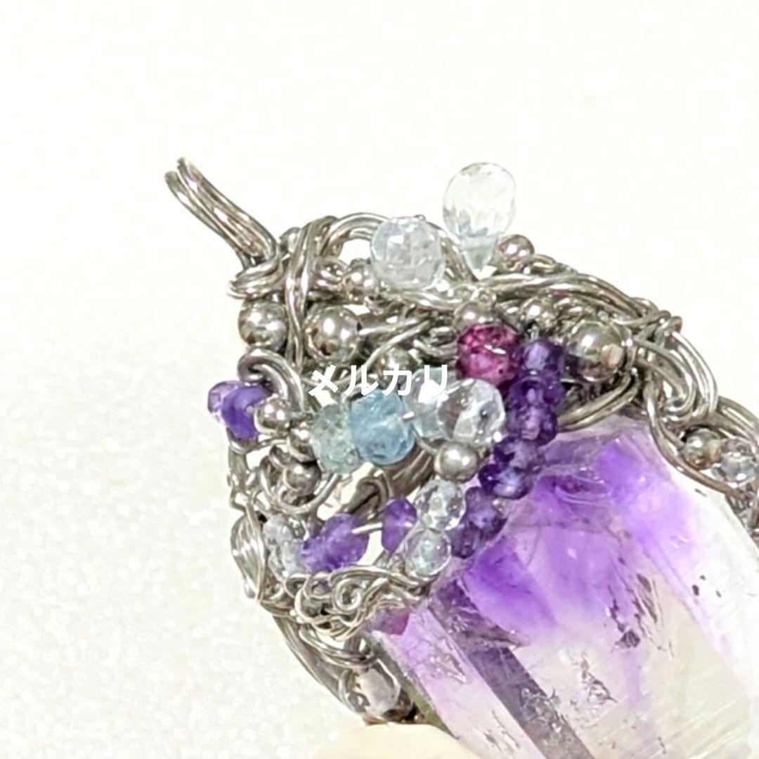 希少ファントムアメジスト アルゲンティウムシルバー ワイヤーアート ペンダント
