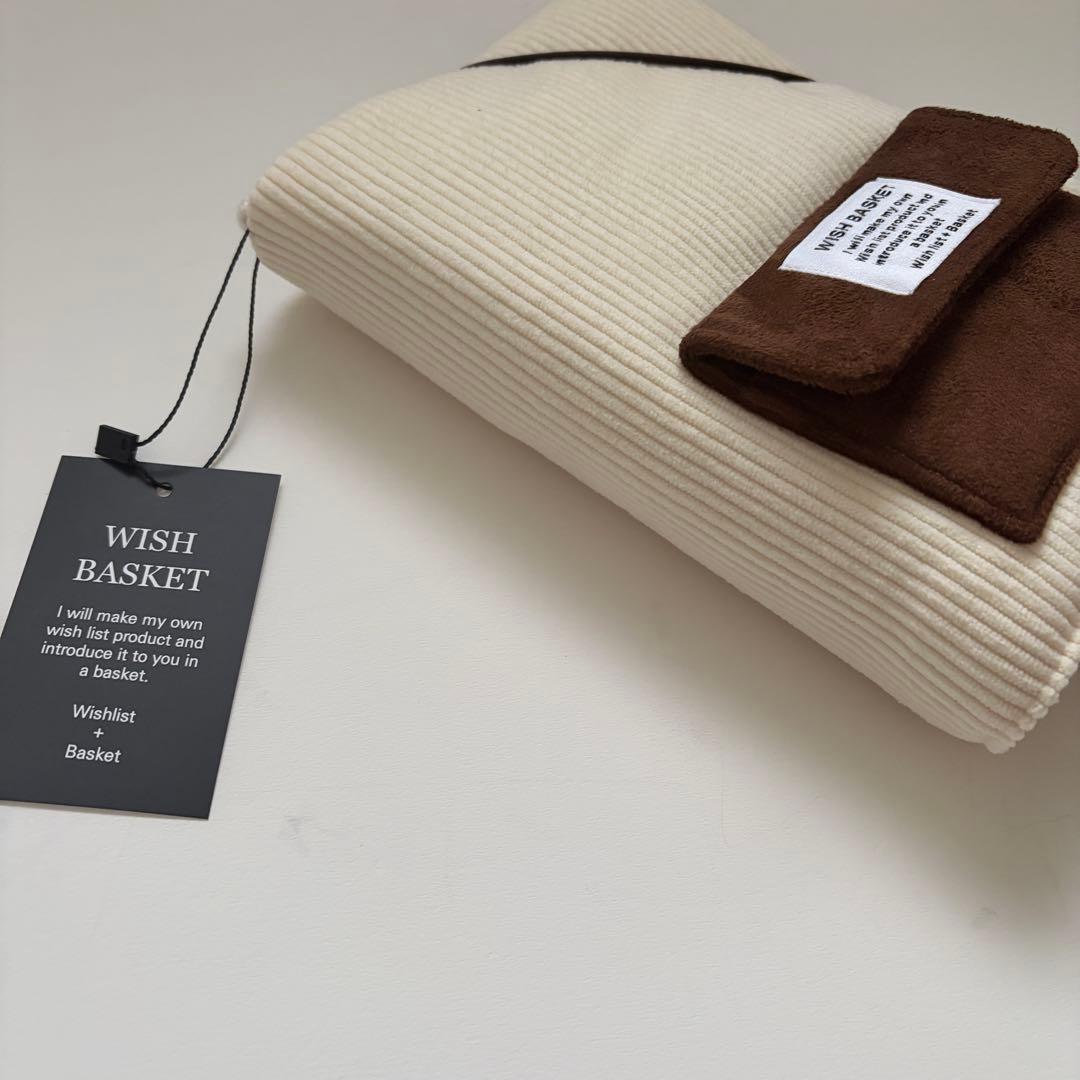 【1点のみ】バインダーカバー　アイボリー　コーデュロイ　ブラウンポケット付　A6