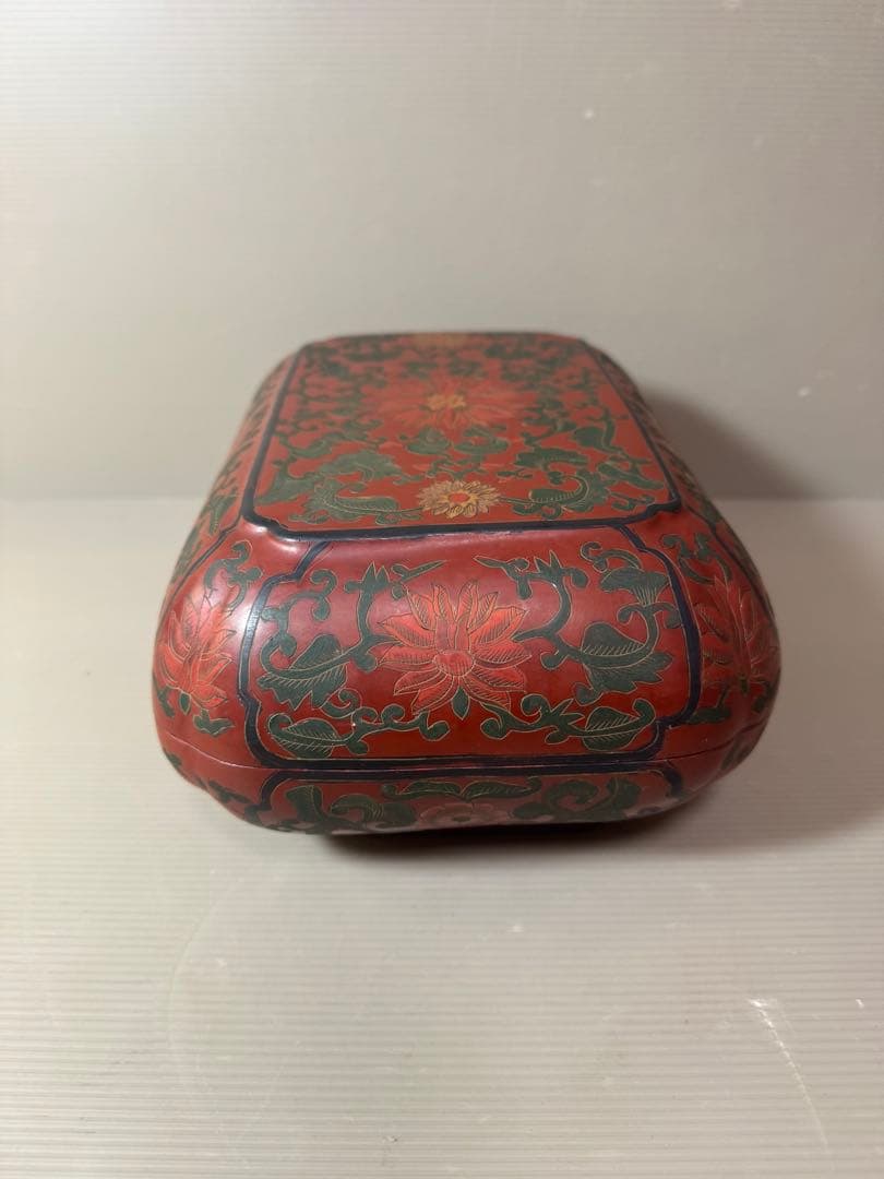 2925 時代　唐物　花文　四方　蓋物　菓子器