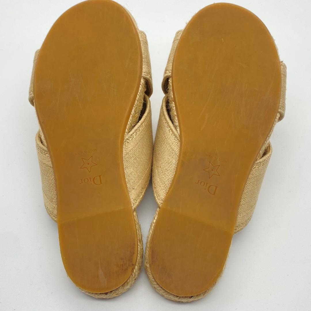 【良品】クリスチャンディオール・サンダル・エスパドリーユ・ロゴ・ベージュ