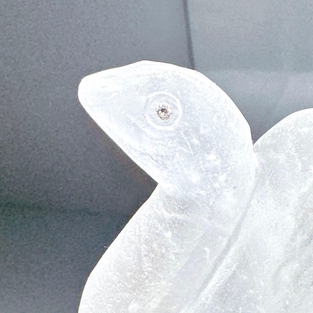 ホワイトスネークダイヤモンド入り手彫り水晶白蛇水晶NO 25-1177