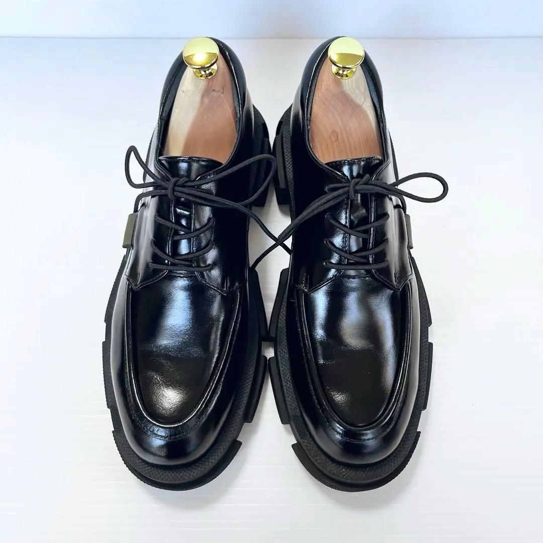 未使用級✨ マナ MANA 厚底レースアップシューズ　黒 25cm