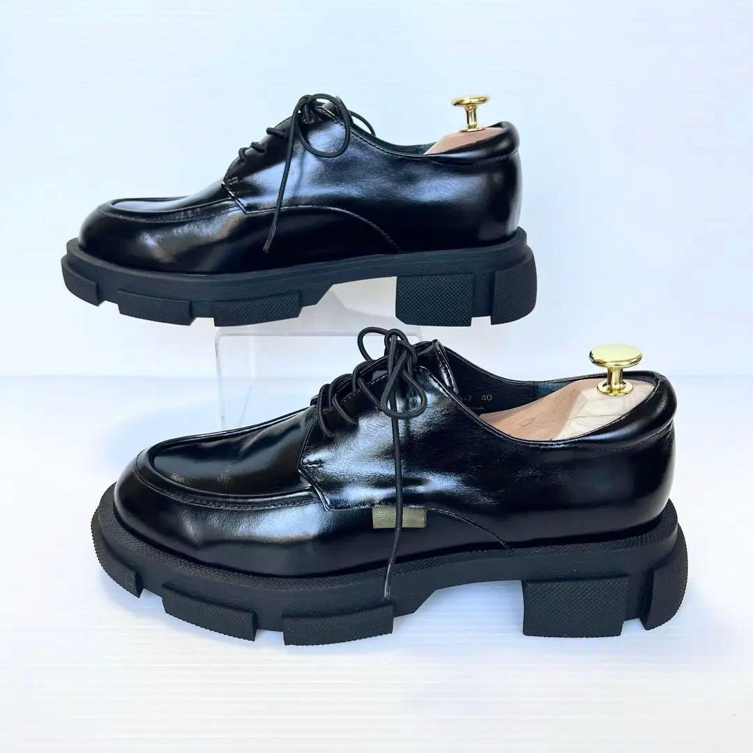 未使用級✨ マナ MANA 厚底レースアップシューズ　黒 25cm