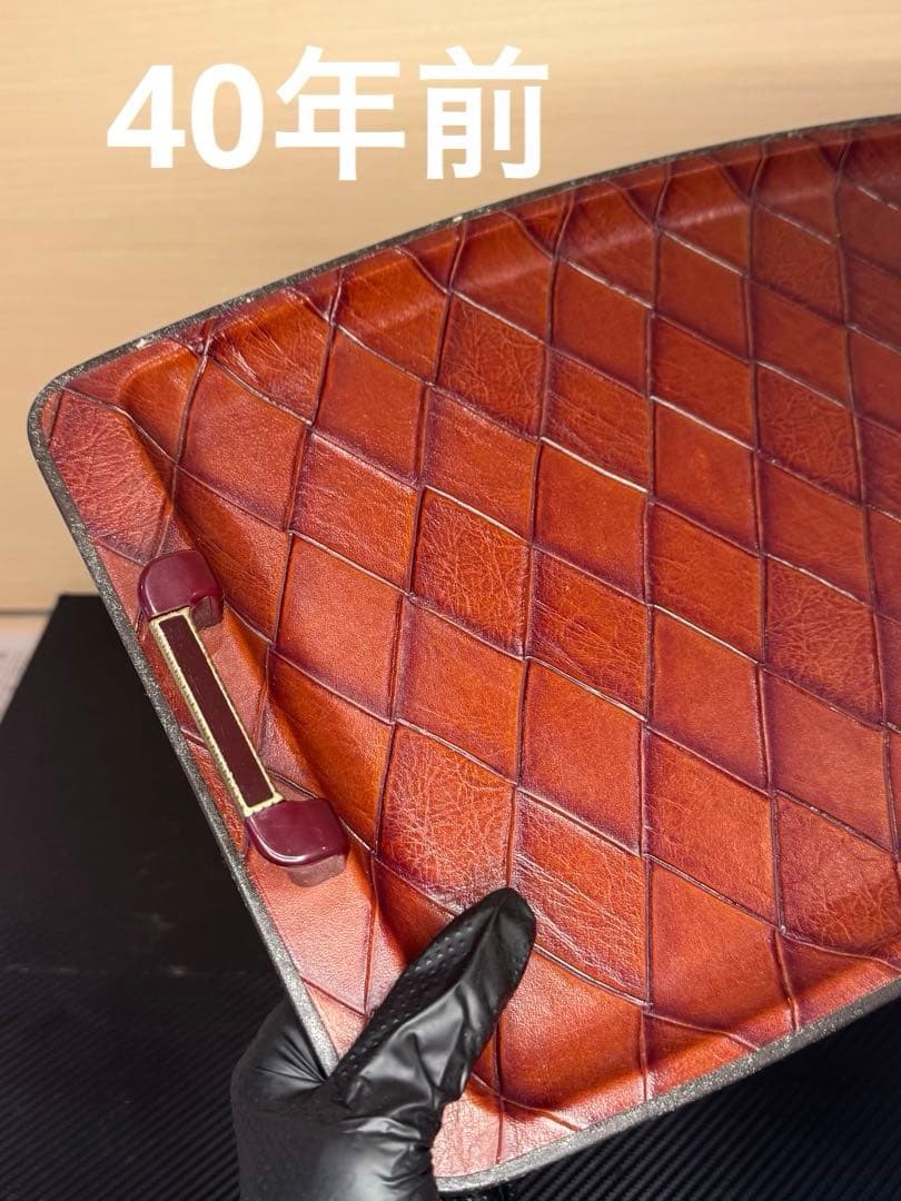 【超希少‼️】昭和 当時物 レザー製 高級感 トレイ アンティーク 工芸品 食器