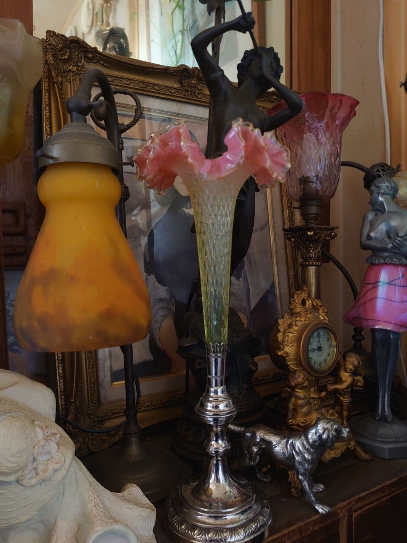 「売約済」フランス1890s'ヴィクトリアンクランベリー ヴァセリンSP花器