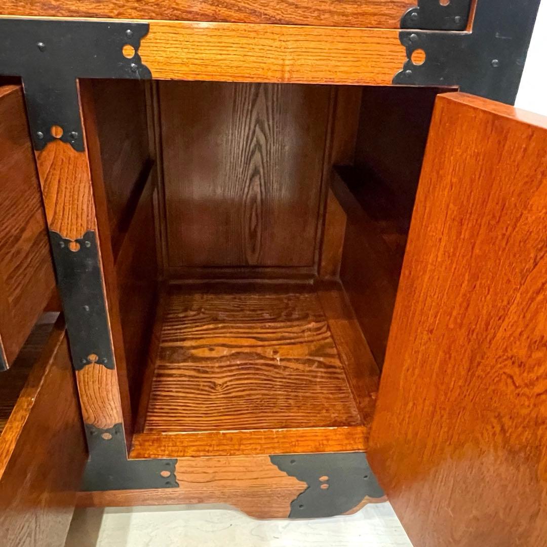 【美品】時代箪笥 車箪笥 和箪笥 龍金具 無垢材 民芸家具 レトロ アンティーク
