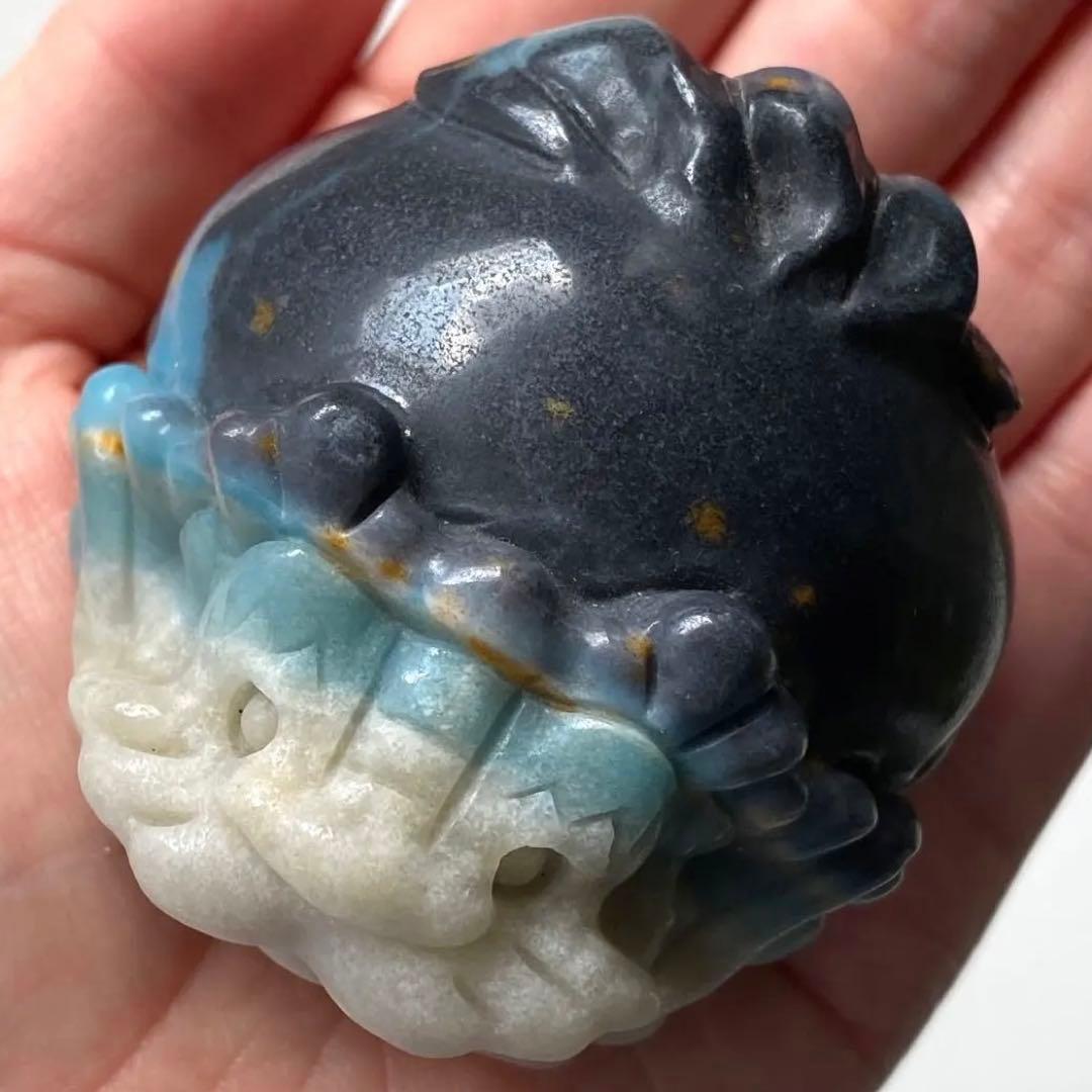 【 天然石 トロレアイト 龍亀 ロングイ さん 約226g 彫物 縁起物 金運