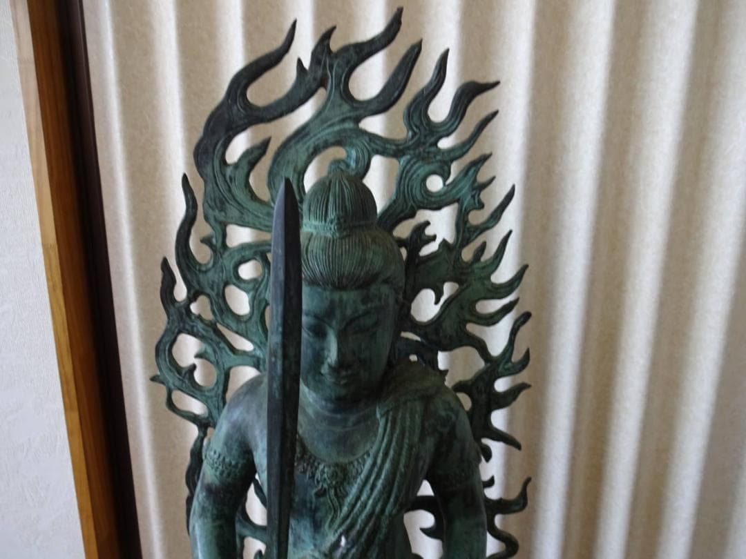 不動明王立像　青銅製　全高90㎝　古美術　中国美術　骨董　旧家蔵出し　置物