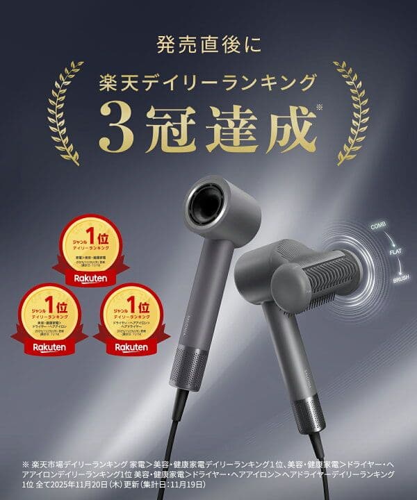 SALONIA ヘアアイロン グレー ブラシアタッチメント付き