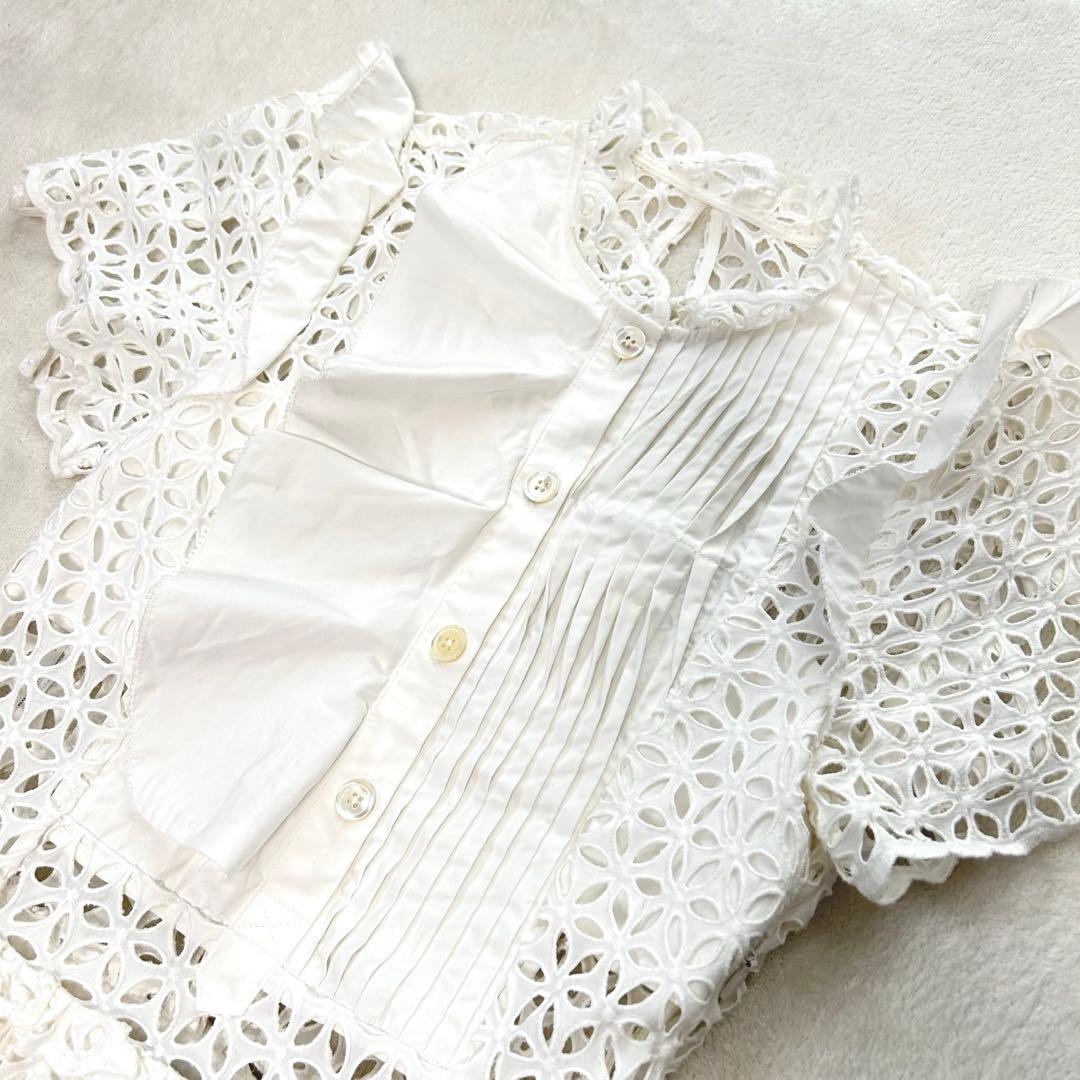 Self Portrait レースデザイン ミニワンピース 半袖 ホワイト