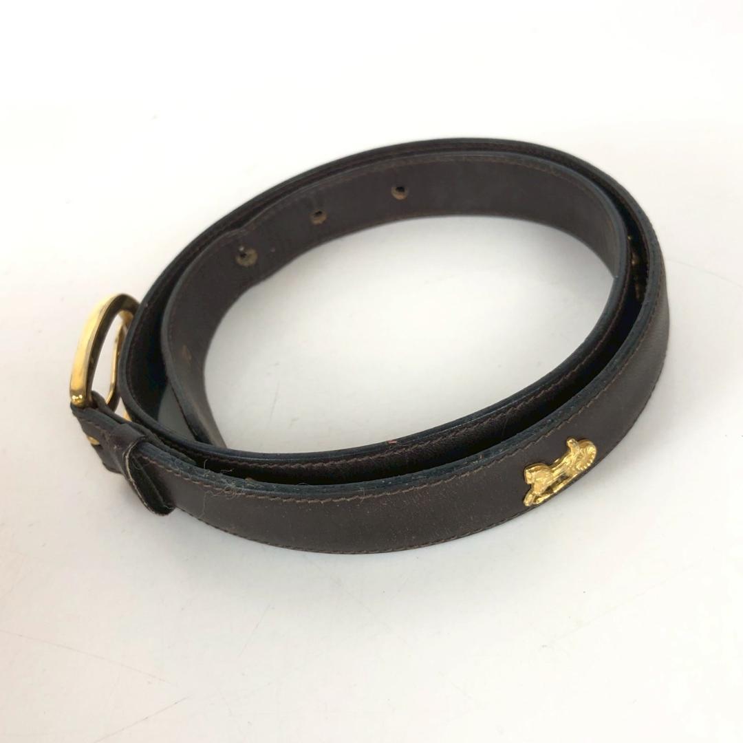 CELINE レザーベルト 馬車金具 ゴールドバックル