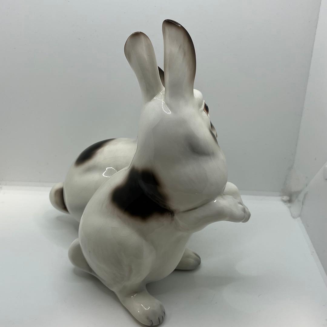 イタリア製　Ceramiche Ronzan うさぎ　2匹　陶器　置物　希少