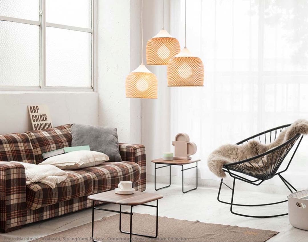 SKランプ2セット「竹のあかり」鐘型／竹編み ペンダントライト