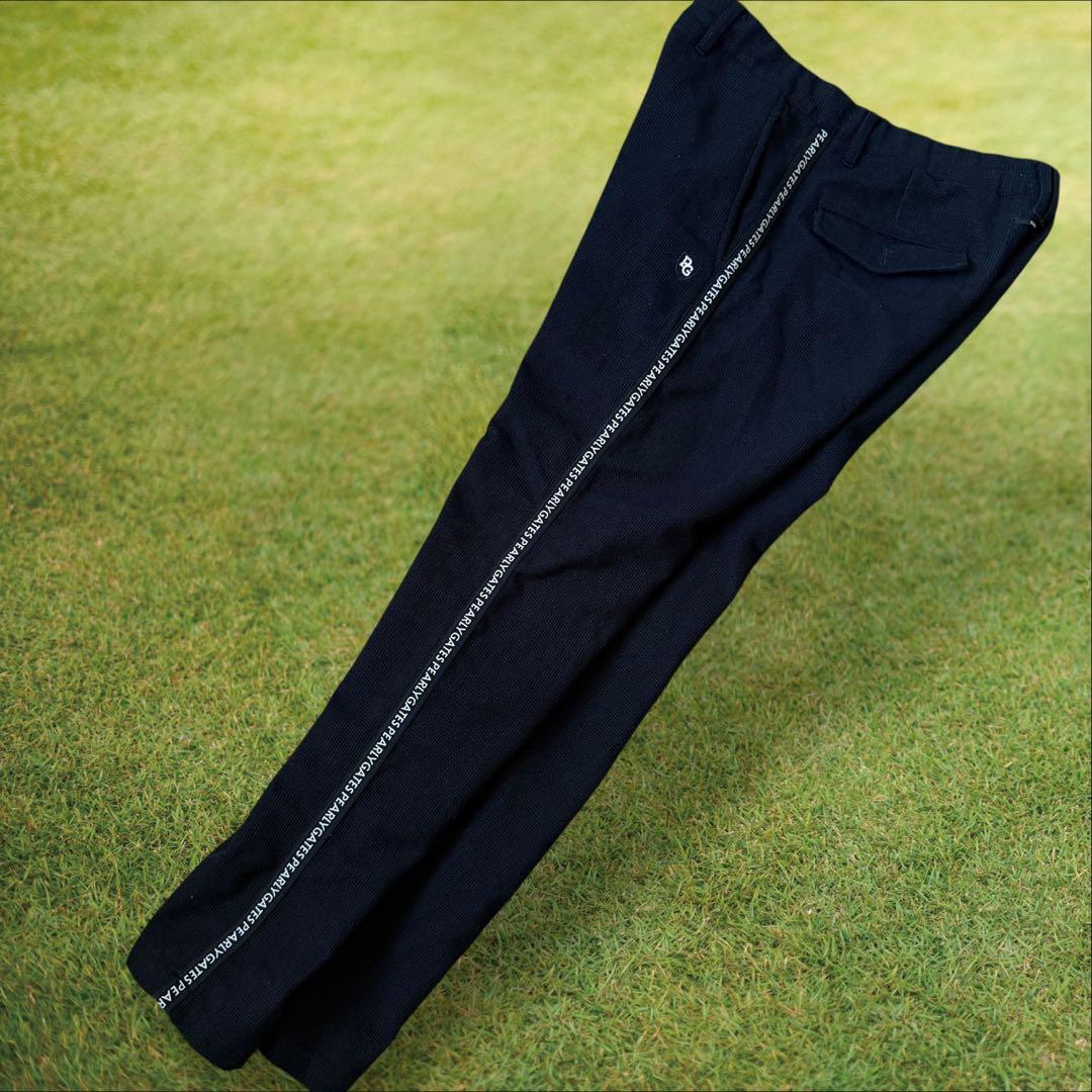 人気デザイン　パーリーゲイツ　パンツ　L〜XL相当 紺　黒　サイドライン　5